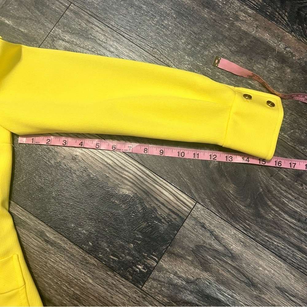 Yellow Vintage 60/70s Polyester Jacket Gold Buttons Pockets Retro - Picture 8 of 10